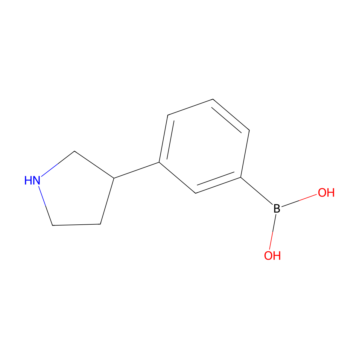 (3-(Pyrrolidin-3-yl)phenyl)boronic acid molecular structure, CAS 2225152-22-5