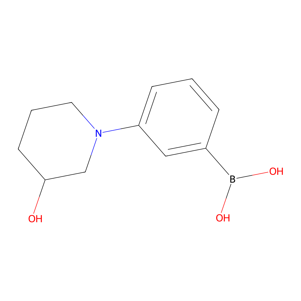3-(3-Hydroxy-1-piperidyl)phenylboronic Acid molecular structure, CAS 2225152-27-0