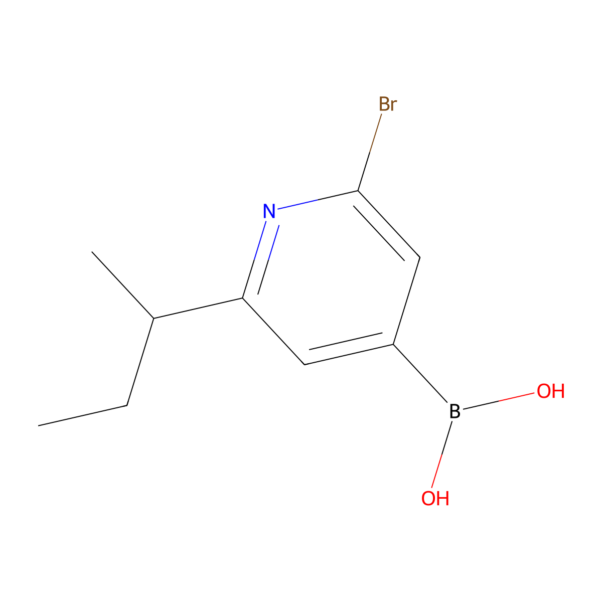 (2-Bromo-6-(sec-butyl)pyridin-4-yl)boronic acid molecular structure, CAS 2225152-29-2