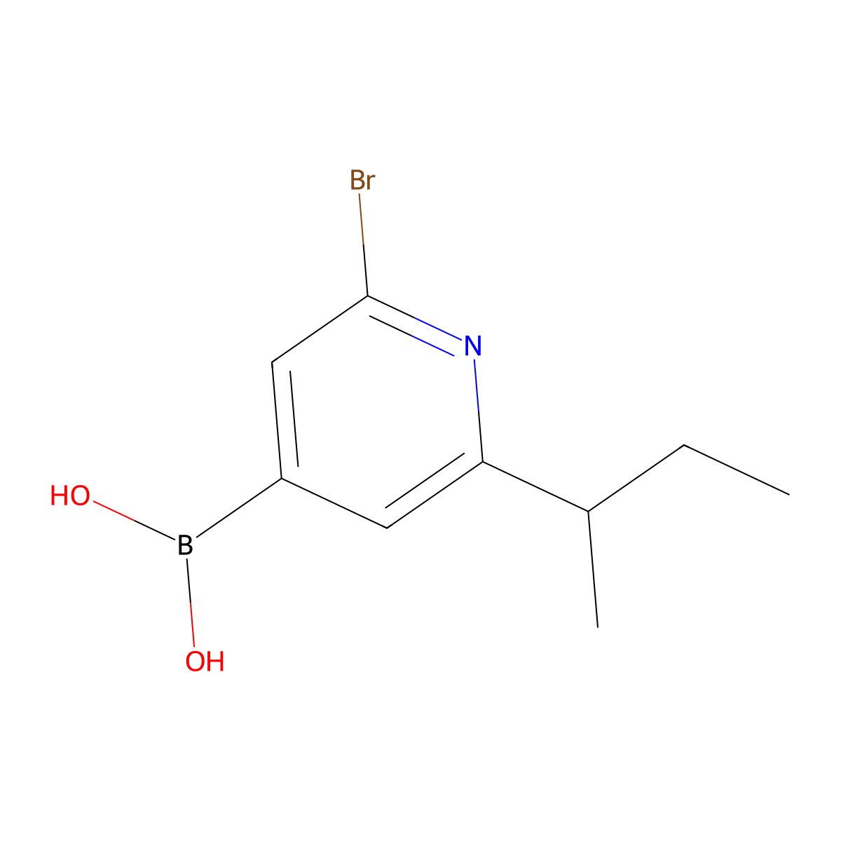 (2-Bromo-6-(sec-butyl)pyridin-4-yl)boronic acid molecular structure, CAS 2225152-29-2