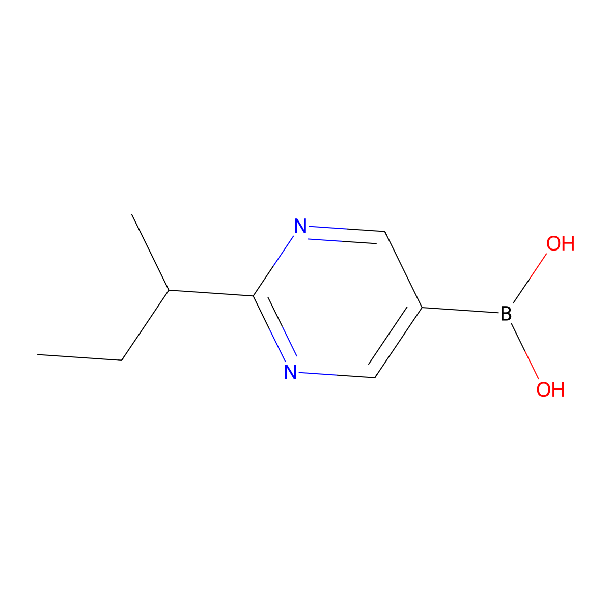 (2-(sec-Butyl)pyrimidin-5-yl)boronic acid molecular structure, CAS 2225152-34-9