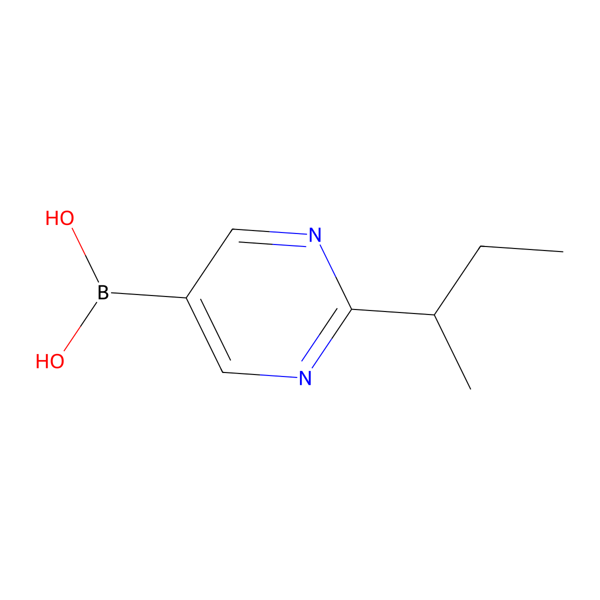 (2-(sec-Butyl)pyrimidin-5-yl)boronic acid molecular structure, CAS 2225152-34-9