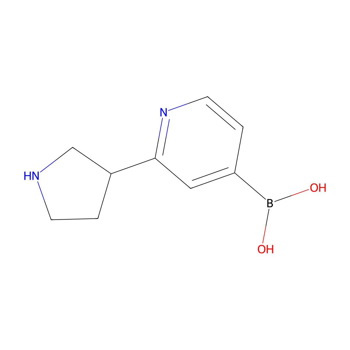 (2-(Pyrrolidin-3-yl)pyridin-4-yl)boronic acid molecular structure, CAS 2225152-36-1