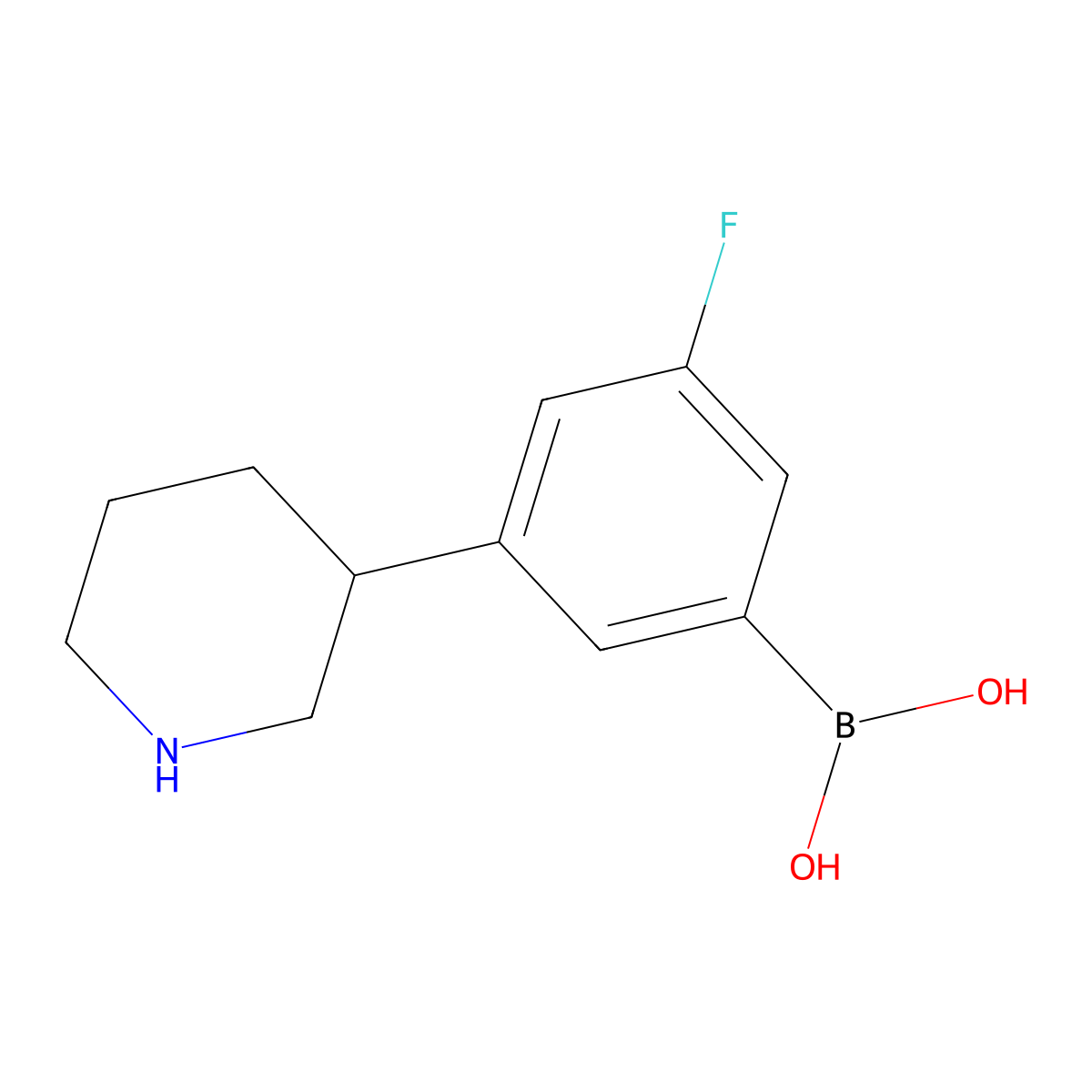 (3-Fluoro-5-(piperidin-3-yl)phenyl)boronic acid molecular structure, CAS 2225152-39-4