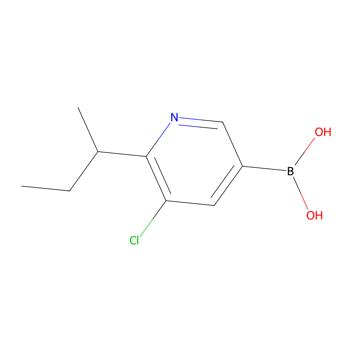 (6-(sec-Butyl)-5-chloropyridin-3-yl)boronic acid molecular structure, CAS 2225152-40-7