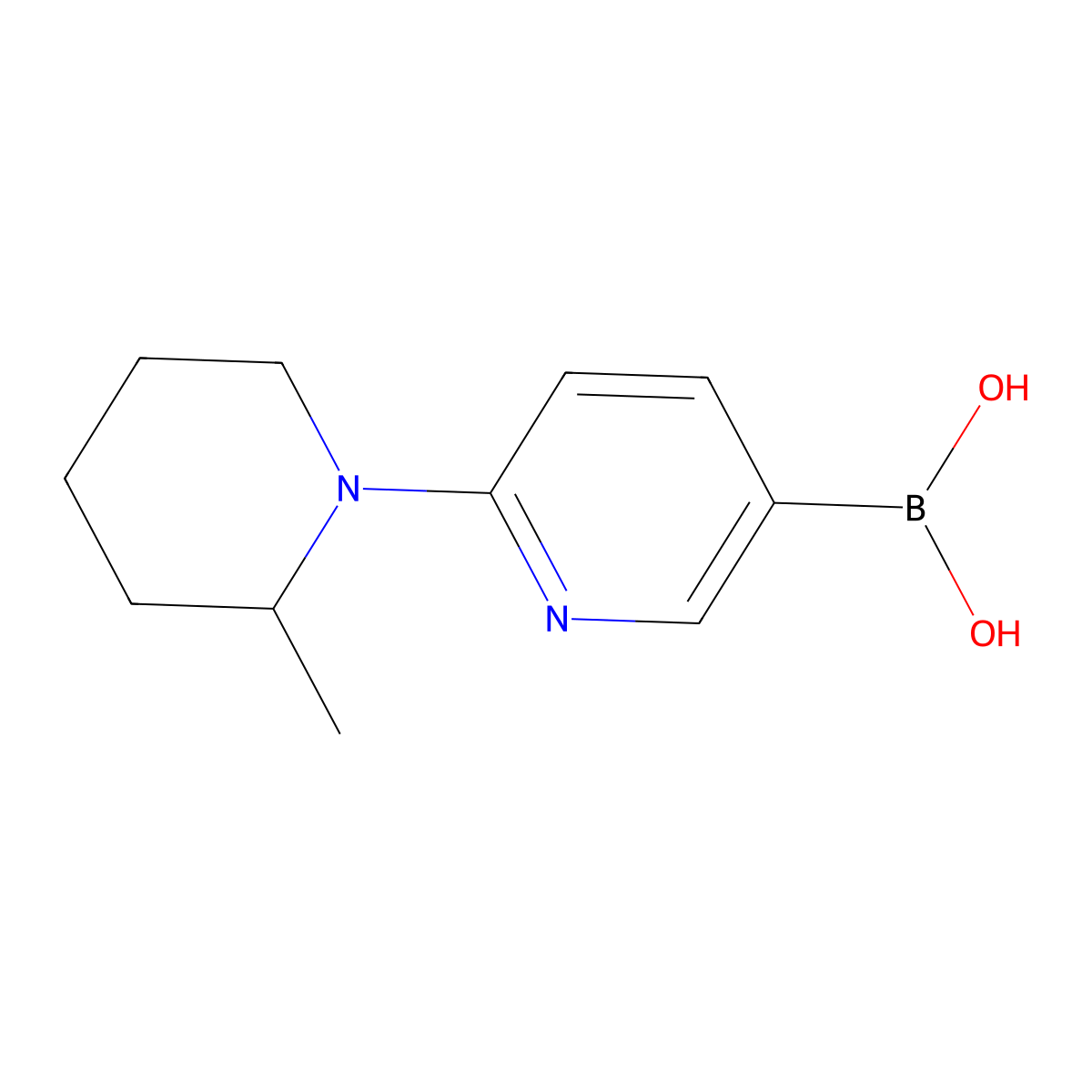 2-(2-Methylpiperidin-1-yl)pyridine-5-boronic acid molecular structure, CAS 2225152-49-6
