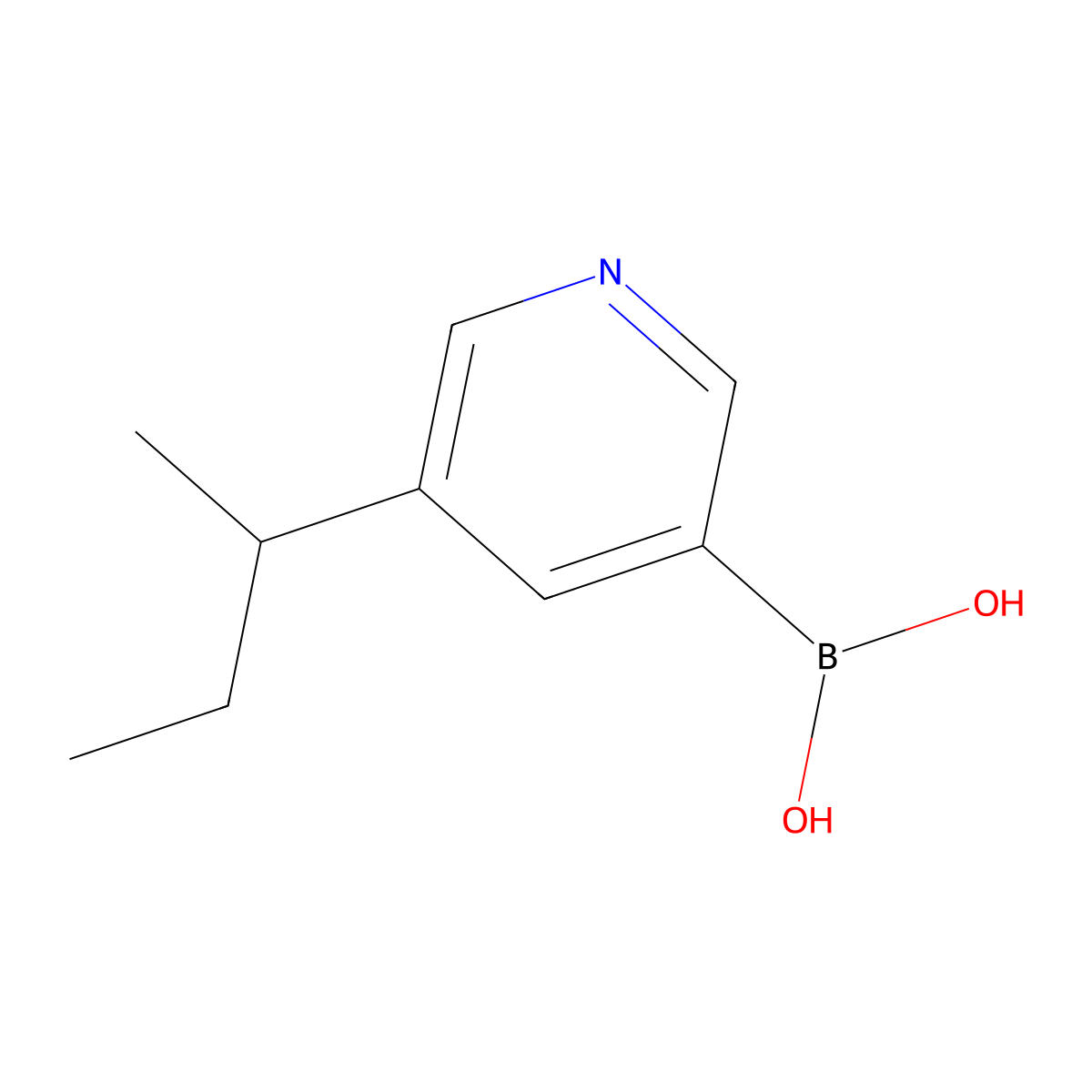 (5-(Sec-butyl)pyridin-3-yl)boronic acid molecular structure, CAS 2225152-50-9