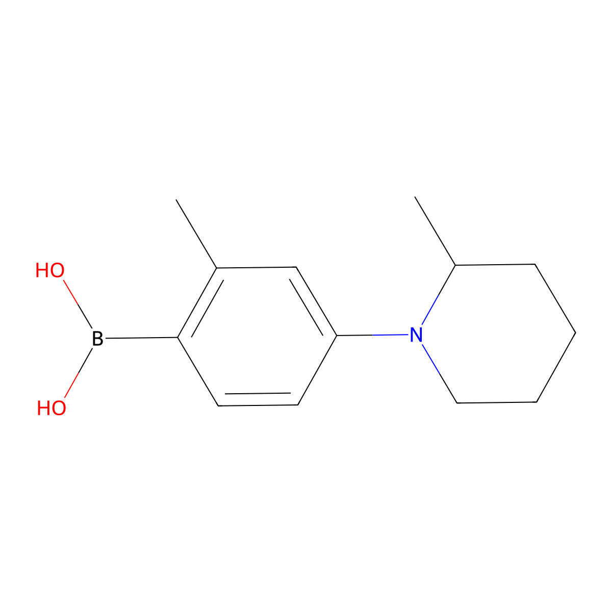 (2-Methyl-4-(2-methylpiperidin-1-yl)phenyl)boronic acid molecular structure, CAS 2225152-53-2