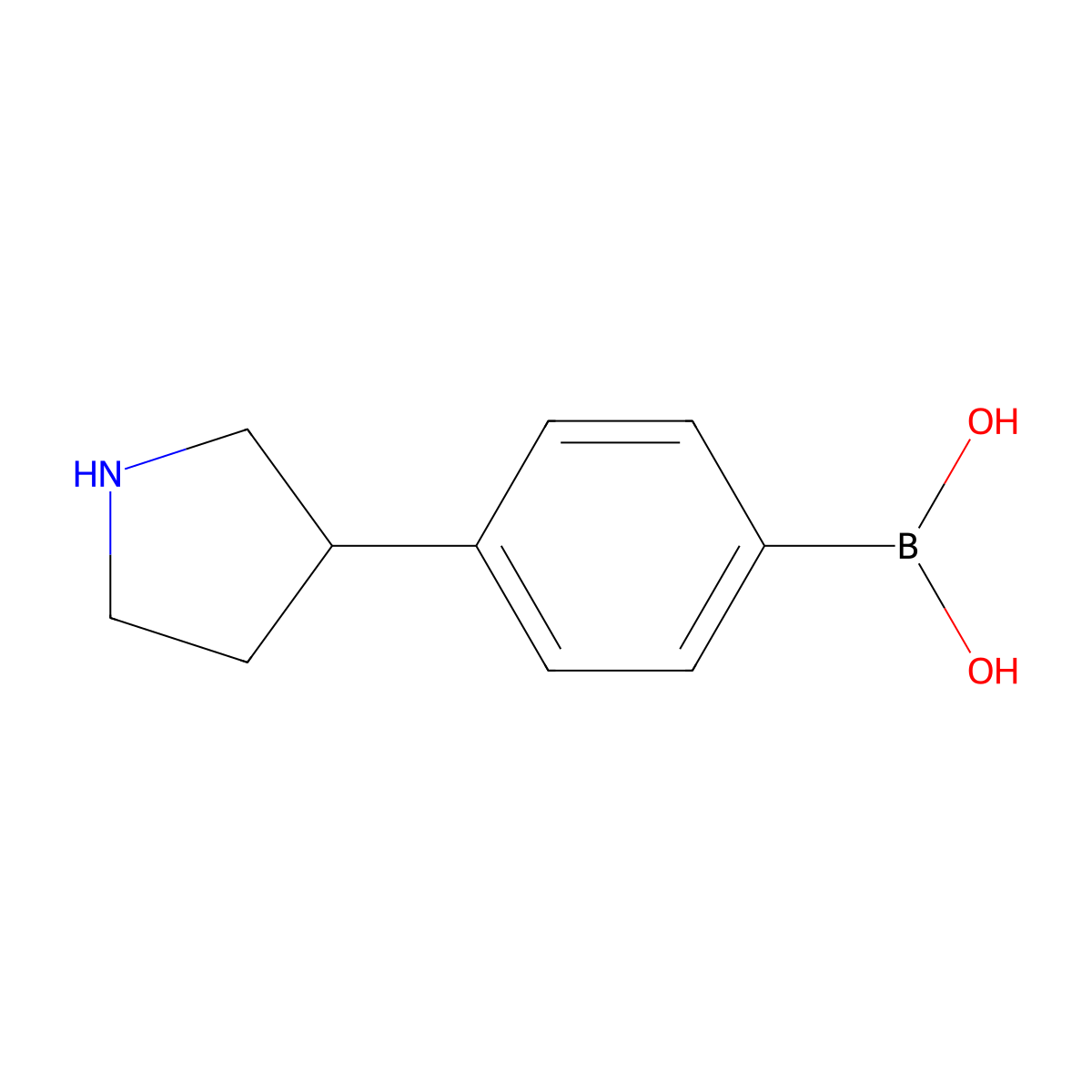 (4-(Pyrrolidin-3-yl)phenyl)boronic acid molecular structure, CAS 2225152-56-5