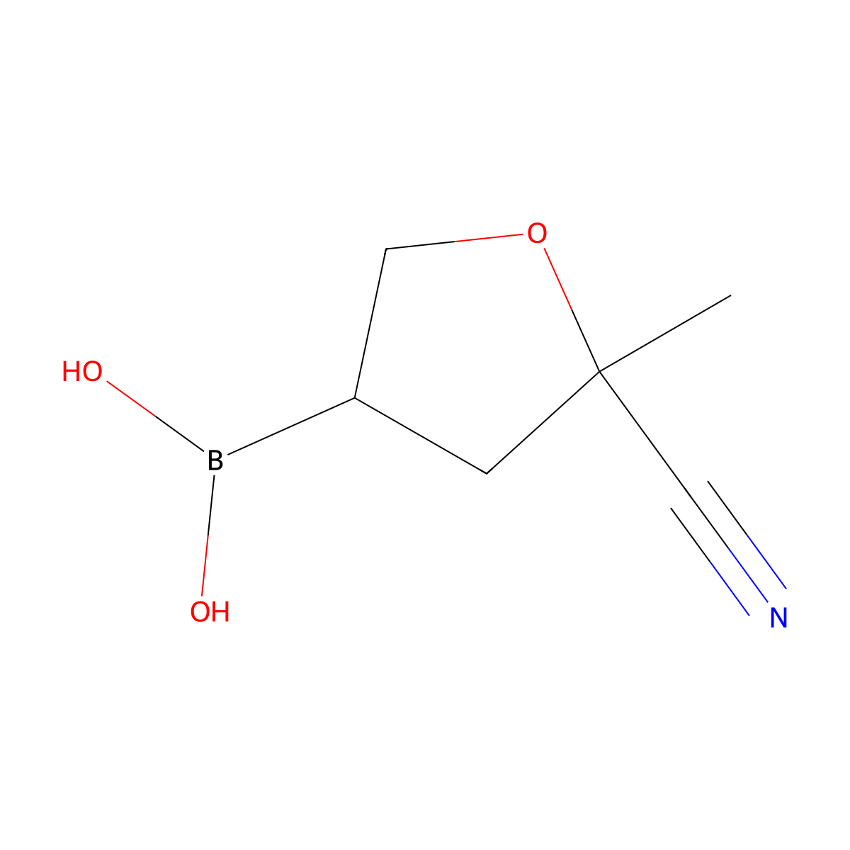 (5-Cyano-5-methyltetrahydrofuran-3-yl)boronic acid molecular structure, CAS 2225152-58-7