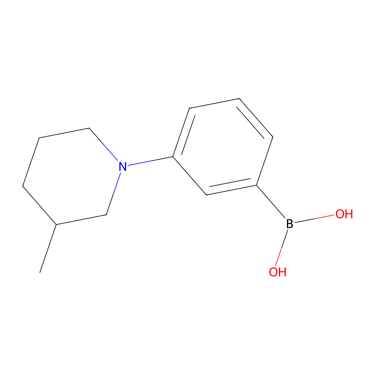 3-(3-Methylpiperidino)phenylboronic acid molecular structure, CAS 2225152-59-8