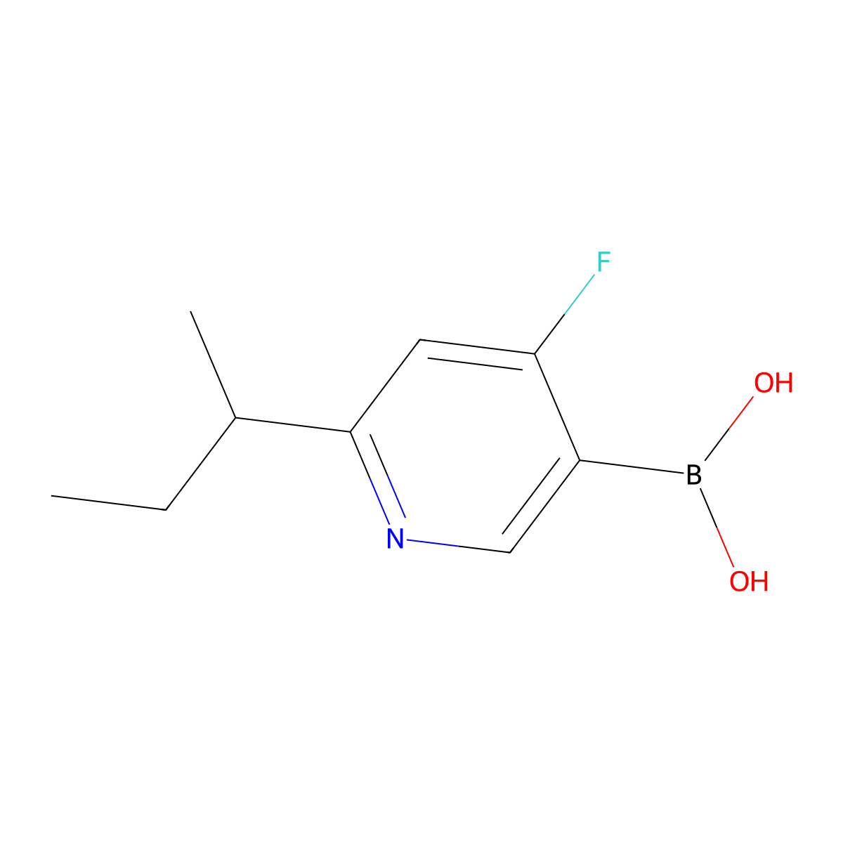 (6-(sec-Butyl)-4-fluoropyridin-3-yl)boronic acid molecular structure, CAS 2225152-60-1