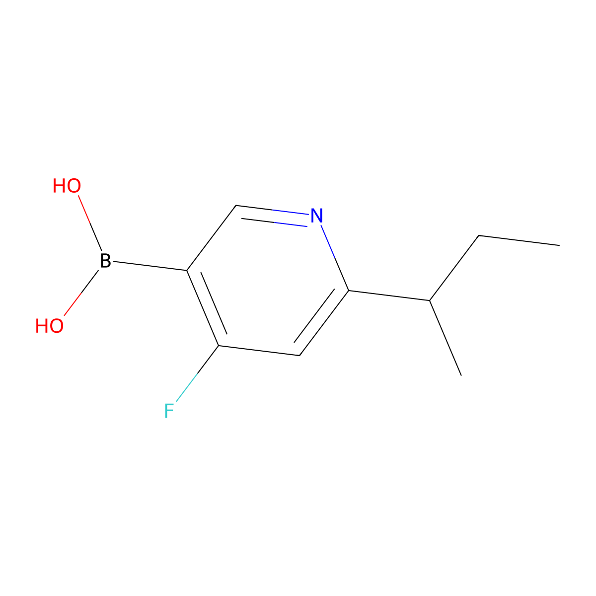 (6-(sec-Butyl)-4-fluoropyridin-3-yl)boronic acid molecular structure, CAS 2225152-60-1