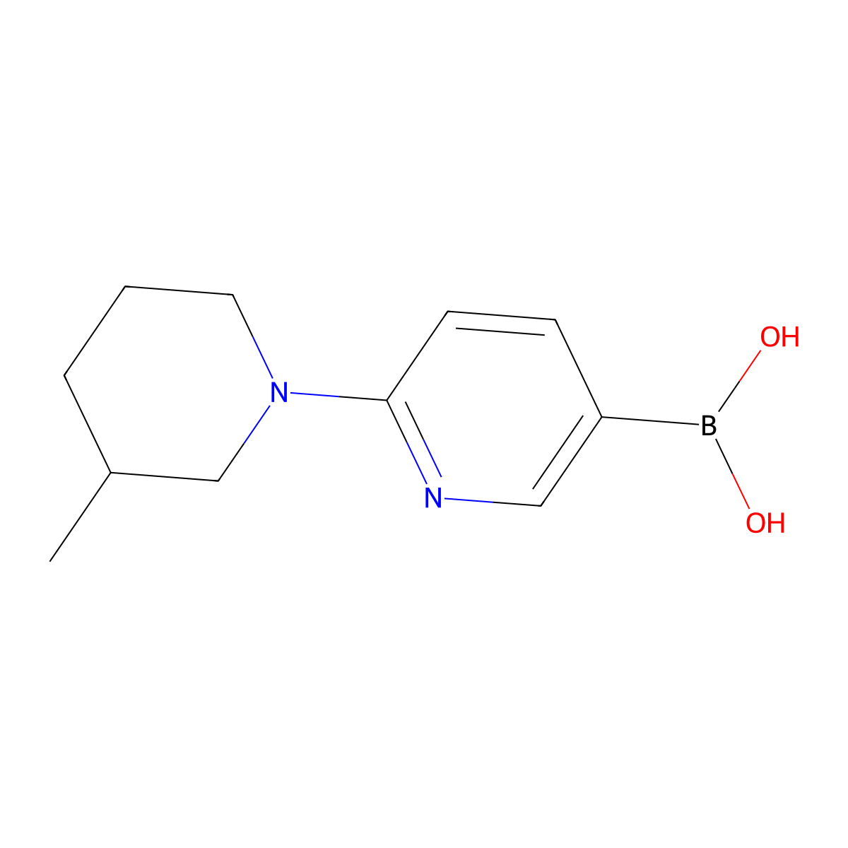 2-(3-Methylpiperidin-1-yl)pyridine-5-boronic acid molecular structure, CAS 2225152-64-5