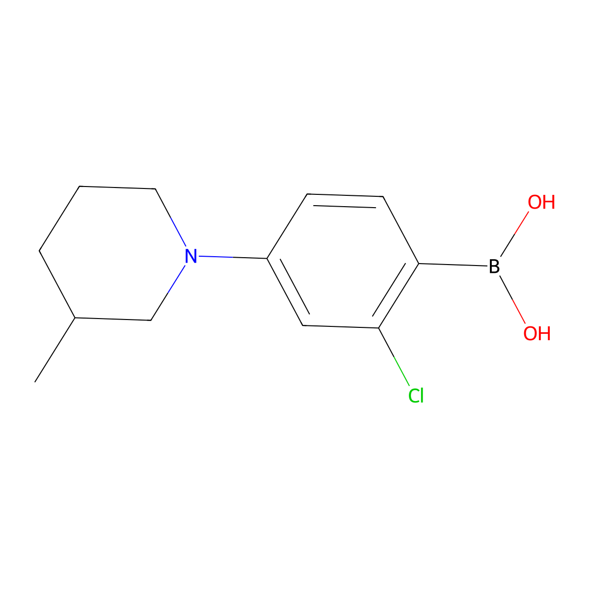 (2-Chloro-4-(3-methylpiperidin-1-yl)phenyl)boronic acid molecular structure, CAS 2225152-65-6