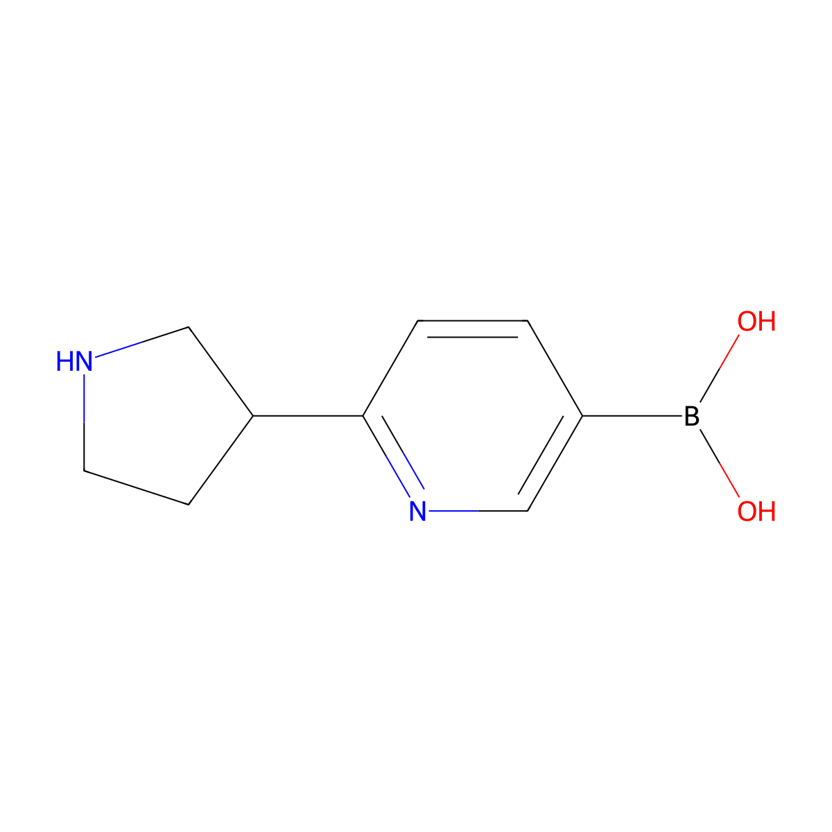 (6-(Pyrrolidin-3-yl)pyridin-3-yl)boronic acid molecular structure, CAS 2225152-71-4