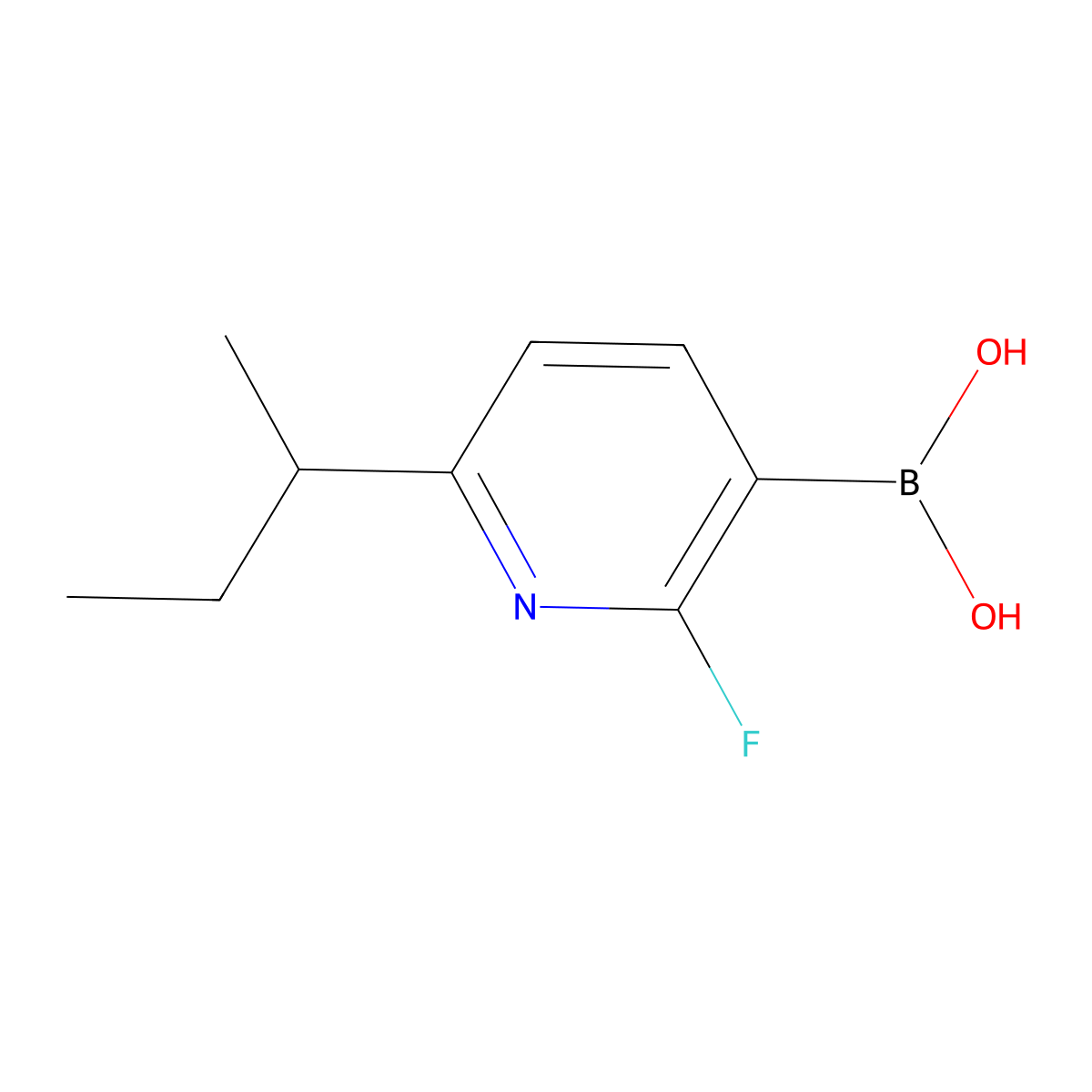 (6-(sec-Butyl)-2-fluoropyridin-3-yl)boronic acid molecular structure, CAS 2225152-75-8