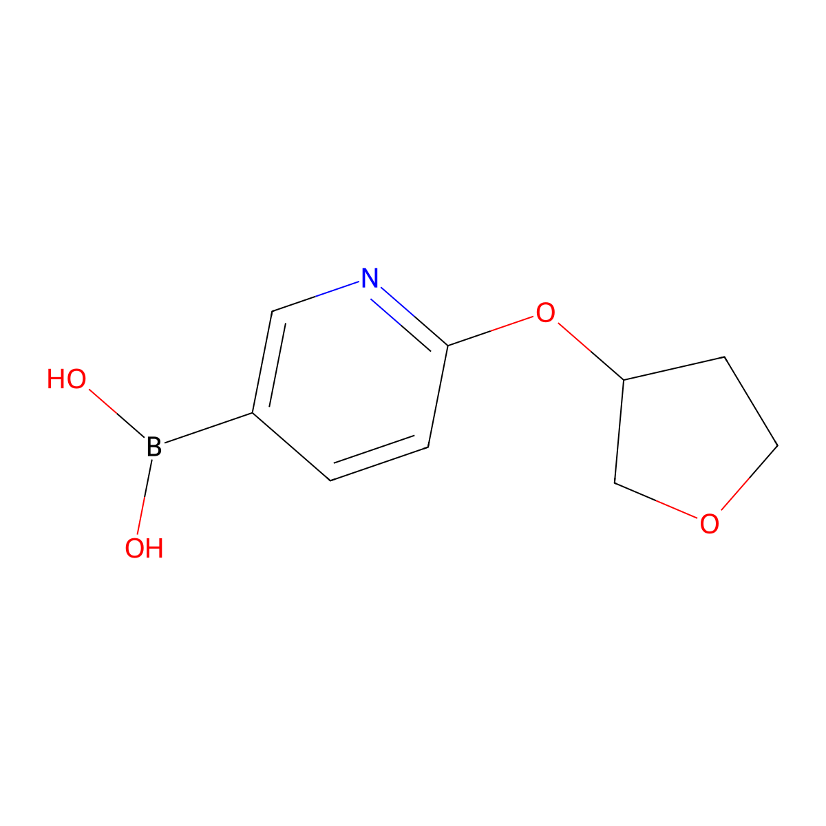 2-(Tetrahydrofuran-3-yloxy)pyridine-5-boronic acid molecular structure, CAS 2225152-76-9