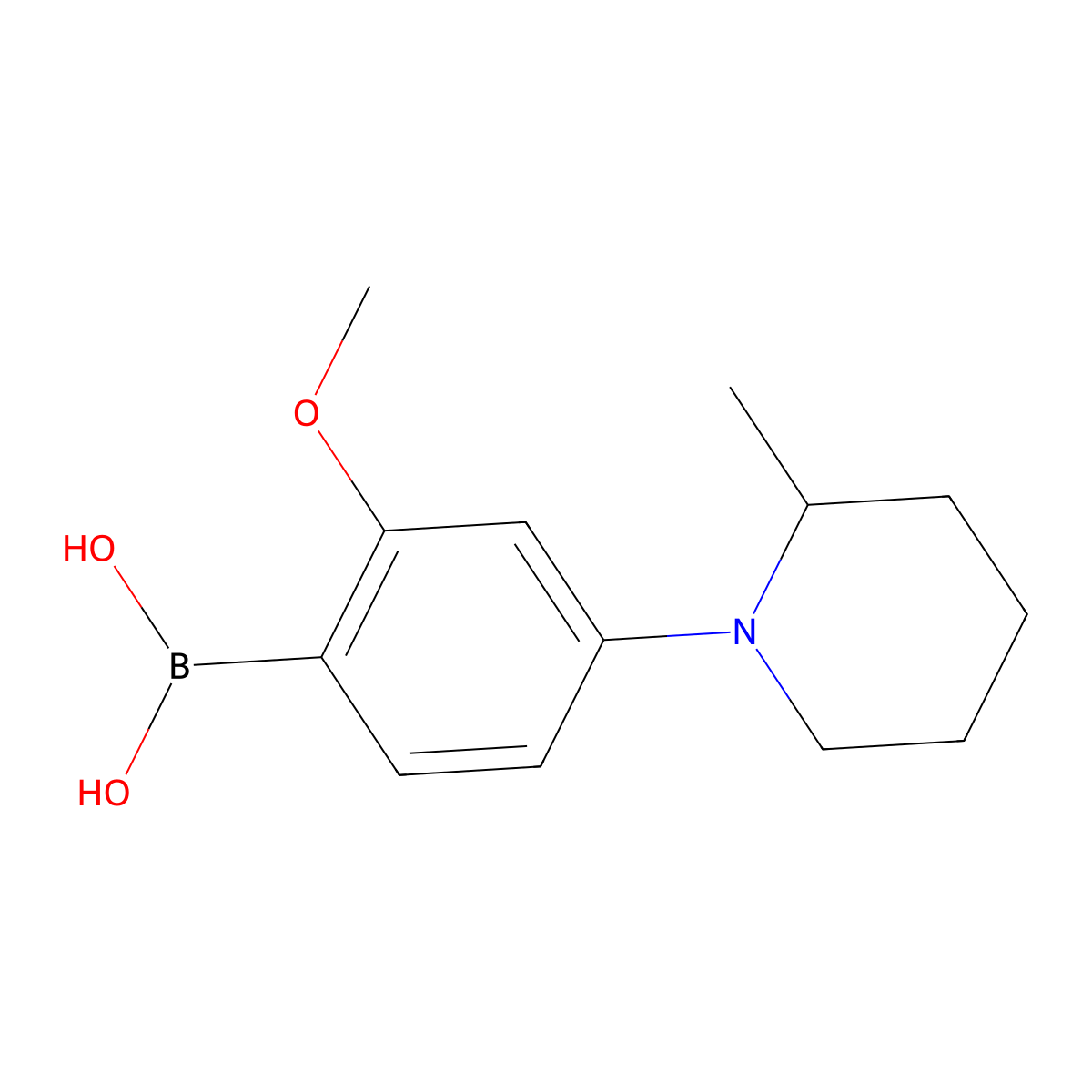 (2-Methoxy-4-(2-methylpiperidin-1-yl)phenyl)boronic acid molecular structure, CAS 2225152-79-2