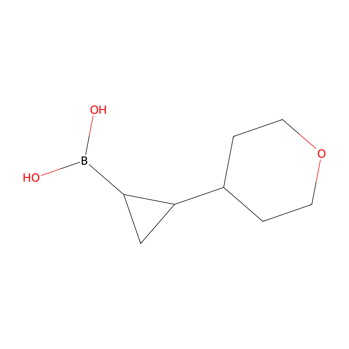 (2-(Tetrahydro-2H-pyran-4-yl)cyclopropyl)boronic acid molecular structure, CAS 2225152-84-9