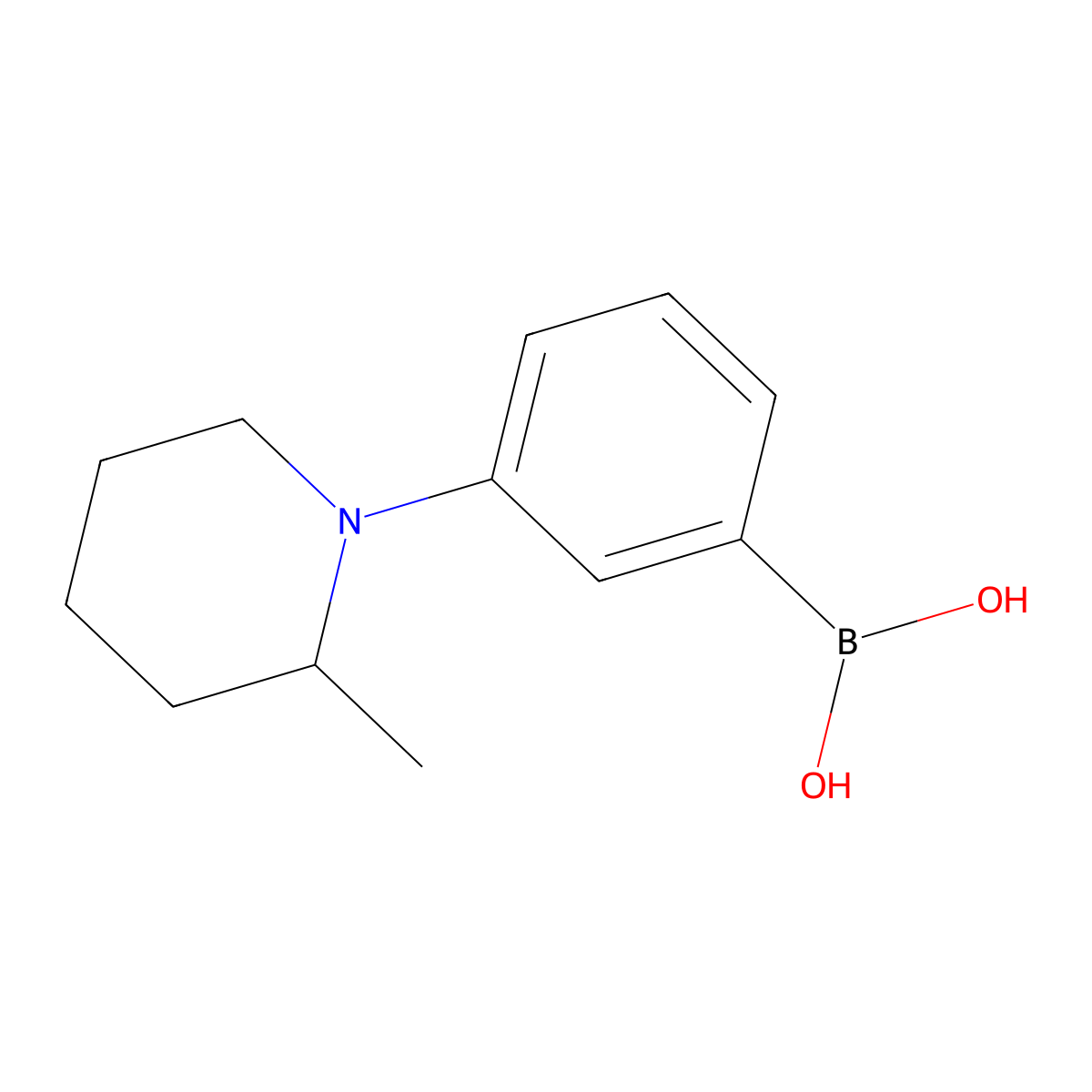 3-(2-Methylpiperidino)phenylboronic acid molecular structure, CAS 2225152-86-1