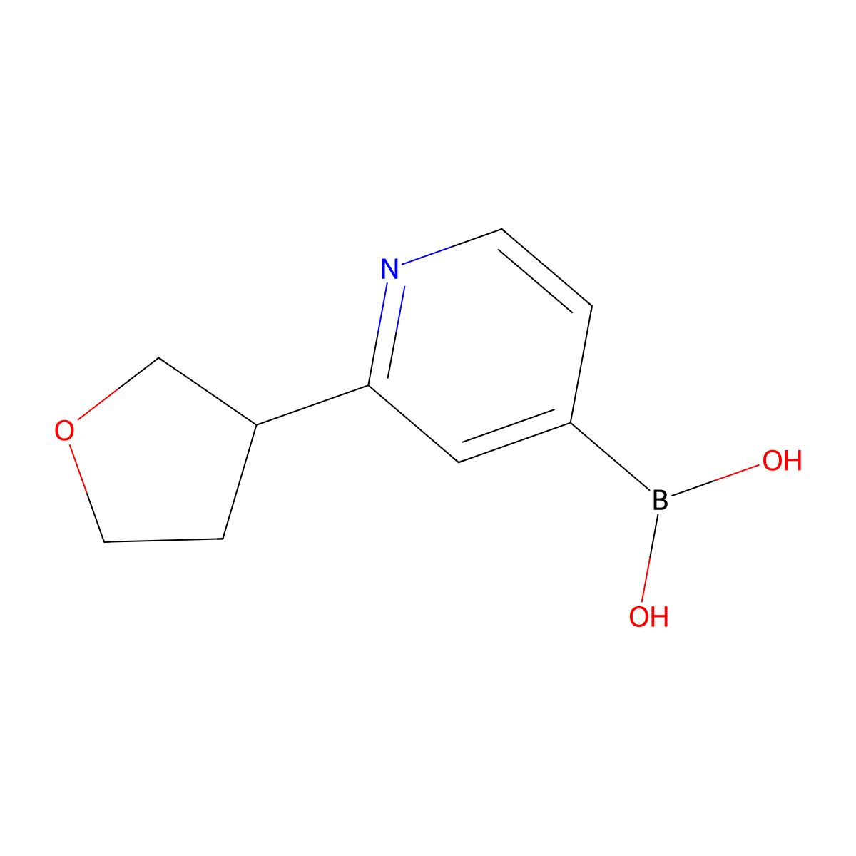 (2-(Tetrahydrofuran-3-yl)pyridin-4-yl)boronic acid molecular structure, CAS 2225152-91-8