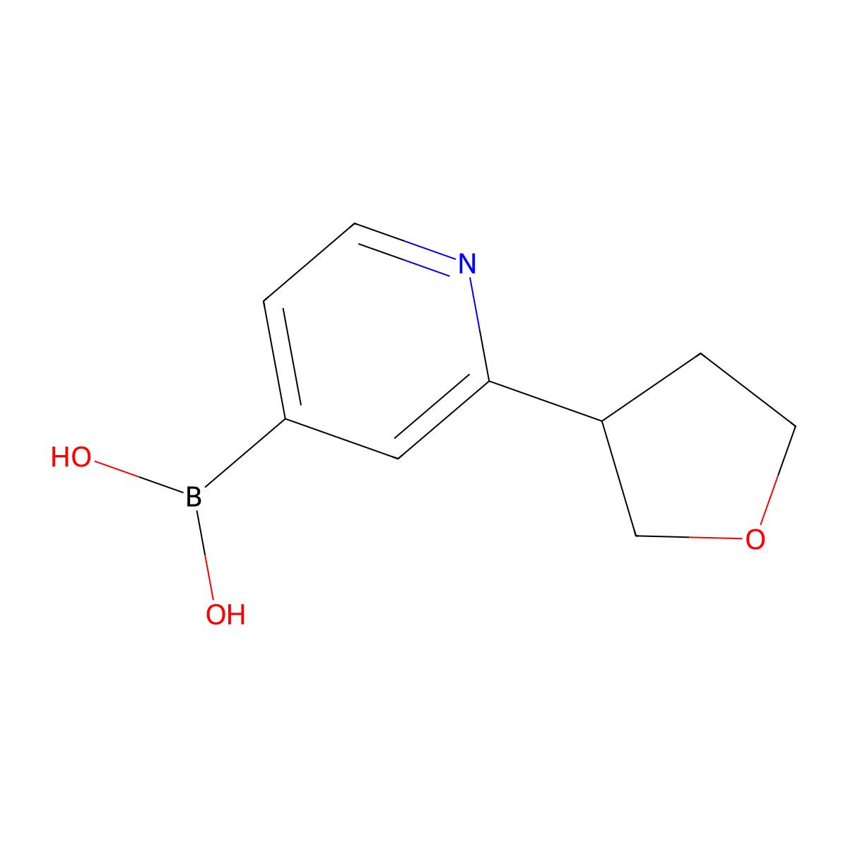 (2-(Tetrahydrofuran-3-yl)pyridin-4-yl)boronic acid molecular structure, CAS 2225152-91-8