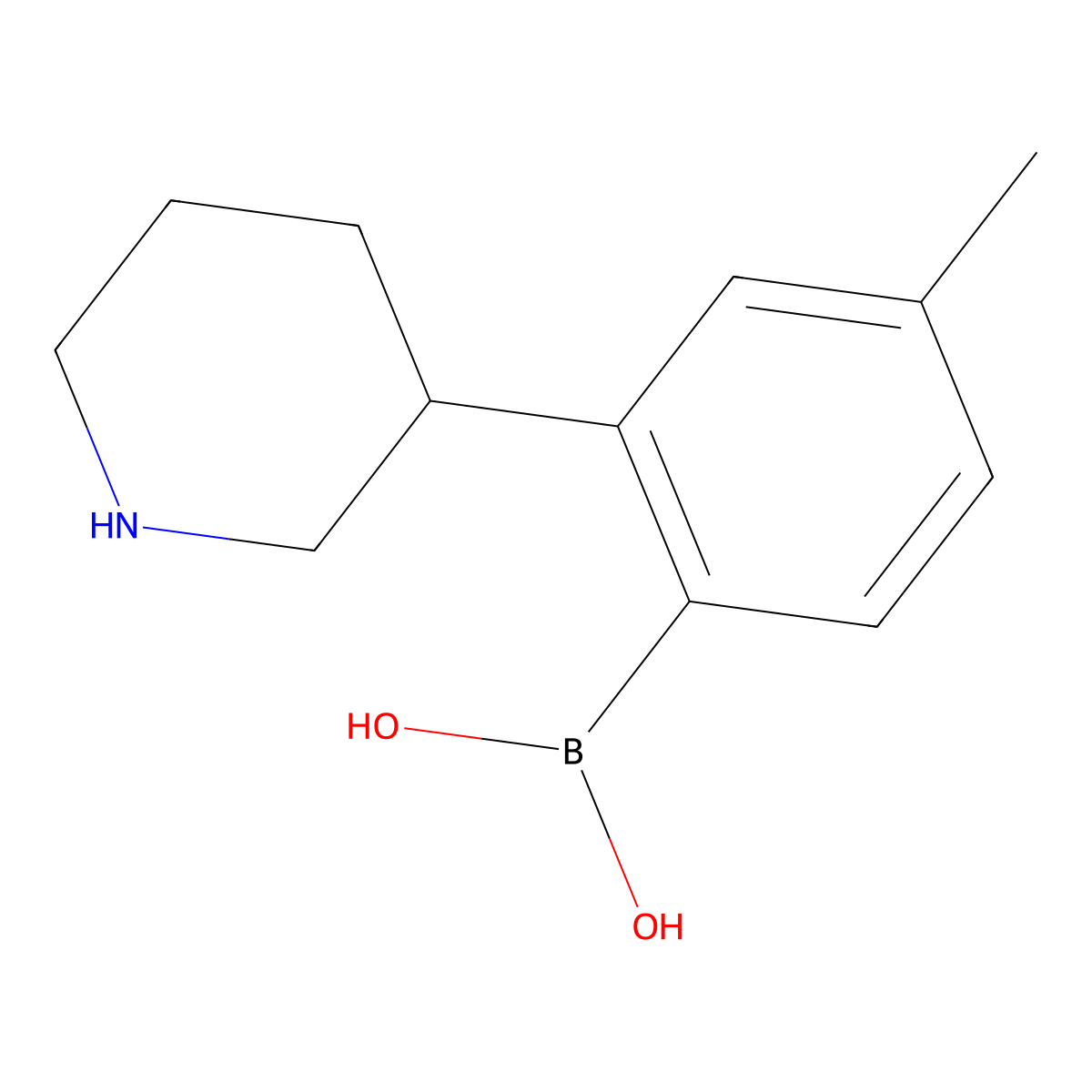 (4-Methyl-2-(piperidin-3-yl)phenyl)boronic acid molecular structure, CAS 2225152-95-2