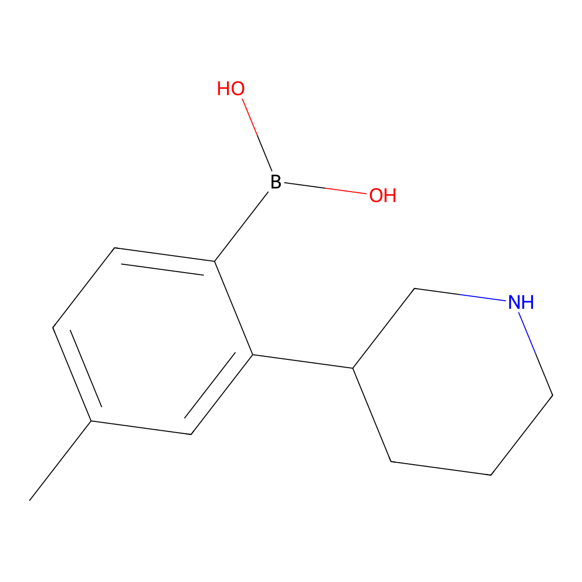 (4-Methyl-2-(piperidin-3-yl)phenyl)boronic acid molecular structure, CAS 2225152-95-2