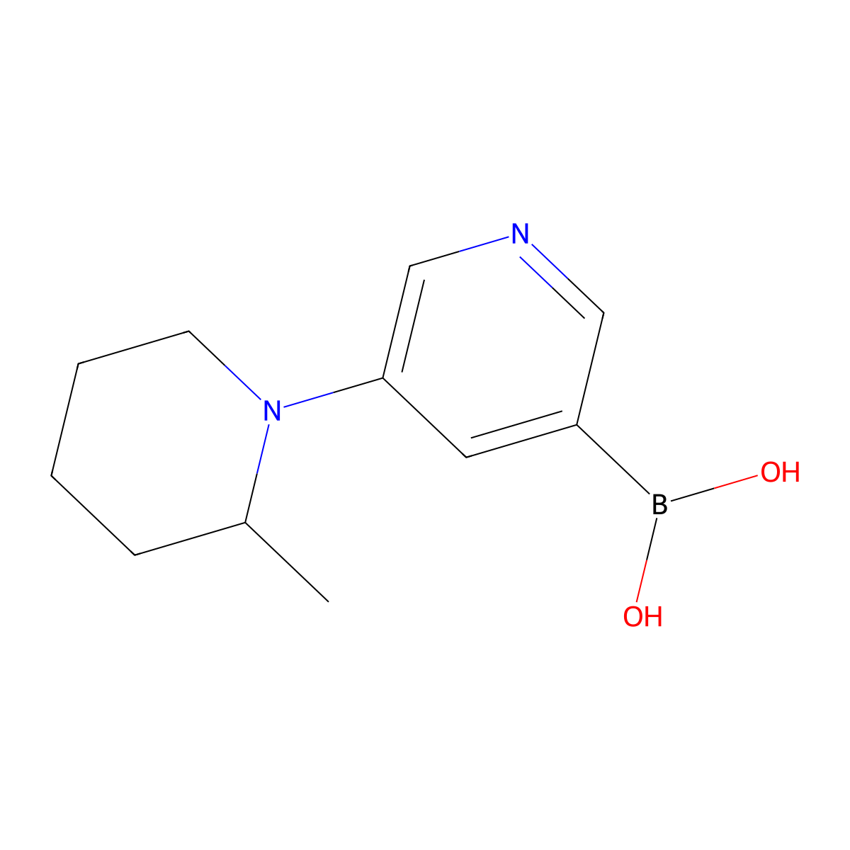 5-(2-Methylpiperidin-1-yl)pyridine-3-boronic acid molecular structure, CAS 2225153-06-8