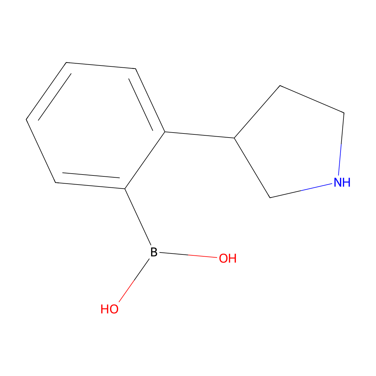 (2-(Pyrrolidin-3-yl)phenyl)boronic acid molecular structure, CAS 2225153-12-6