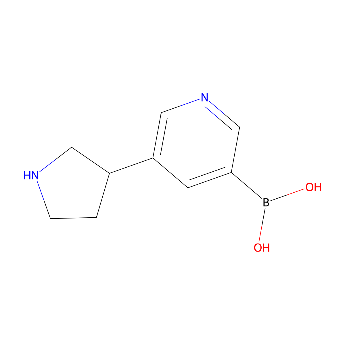 3-(Pyrrolidin-3-YL)pyridine-5-boronic acid molecular structure, CAS 2225153-19-3
