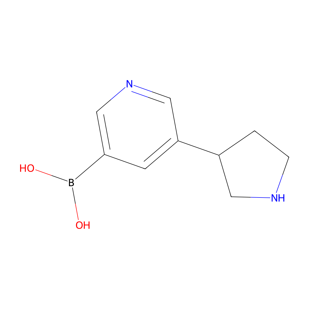 3-(Pyrrolidin-3-YL)pyridine-5-boronic acid molecular structure, CAS 2225153-19-3