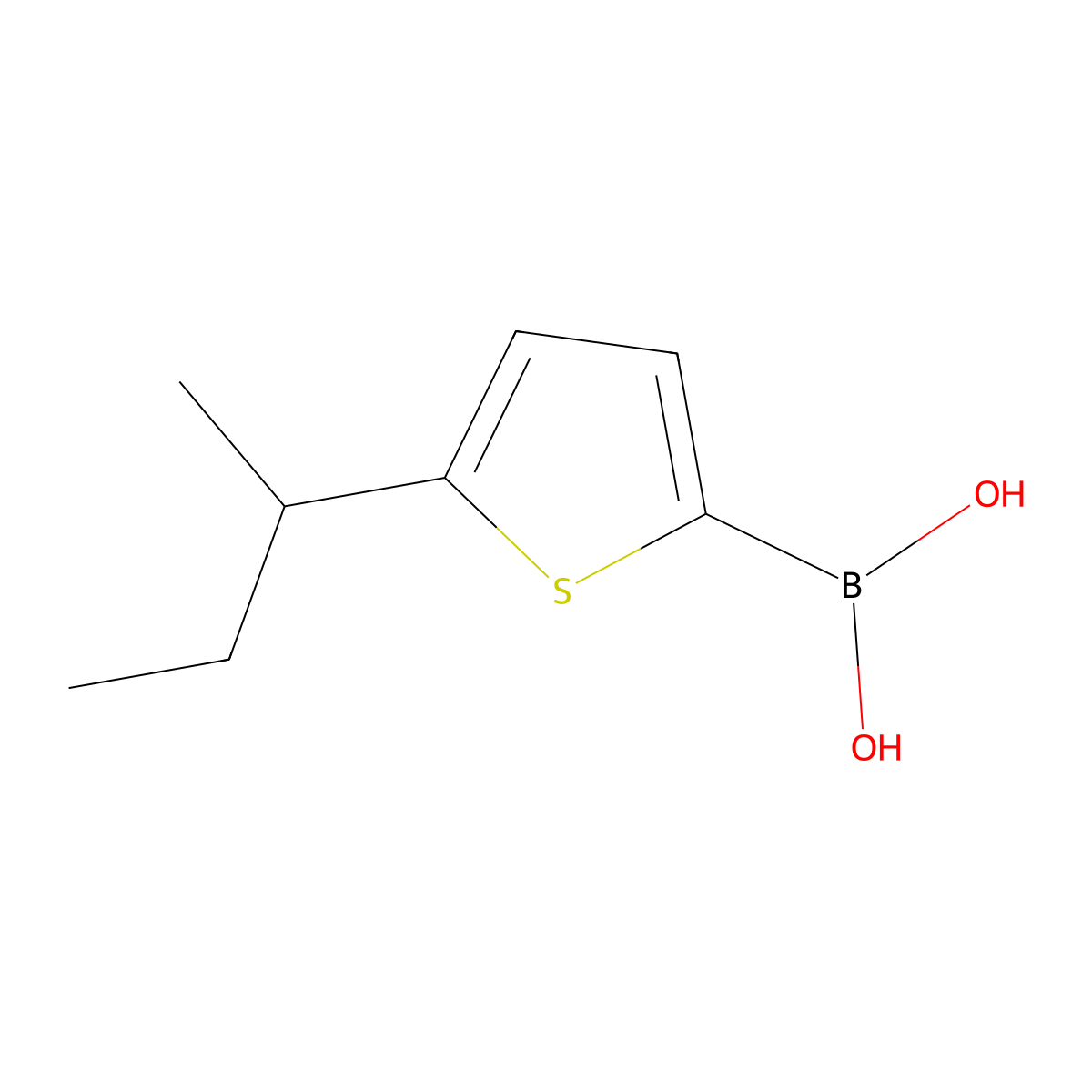 (5-(sec-Butyl)thiophen-2-yl)boronic acid molecular structure, CAS 2225153-22-8
