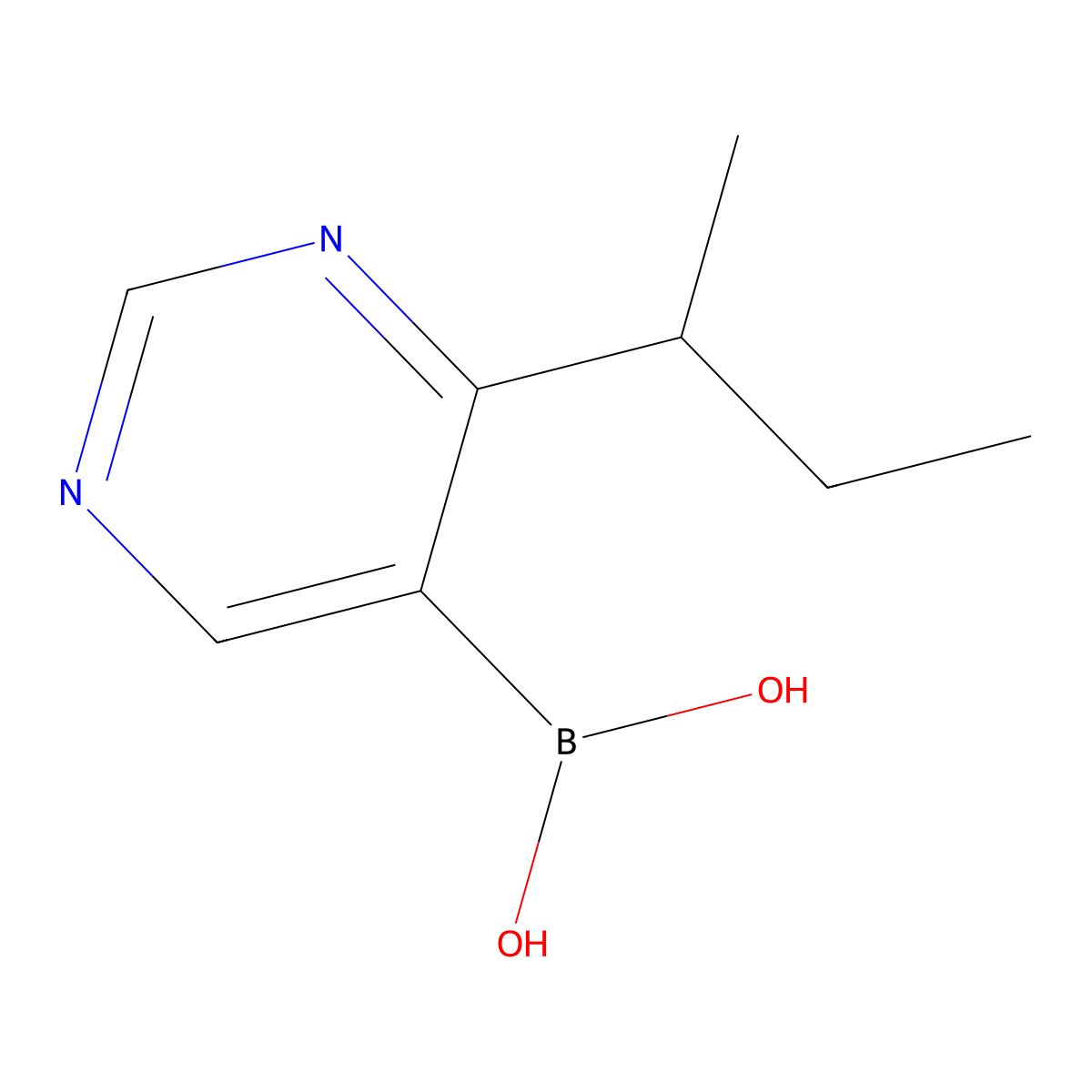 (4-(sec-Butyl)pyrimidin-5-yl)boronic acid molecular structure, CAS 2225153-27-3