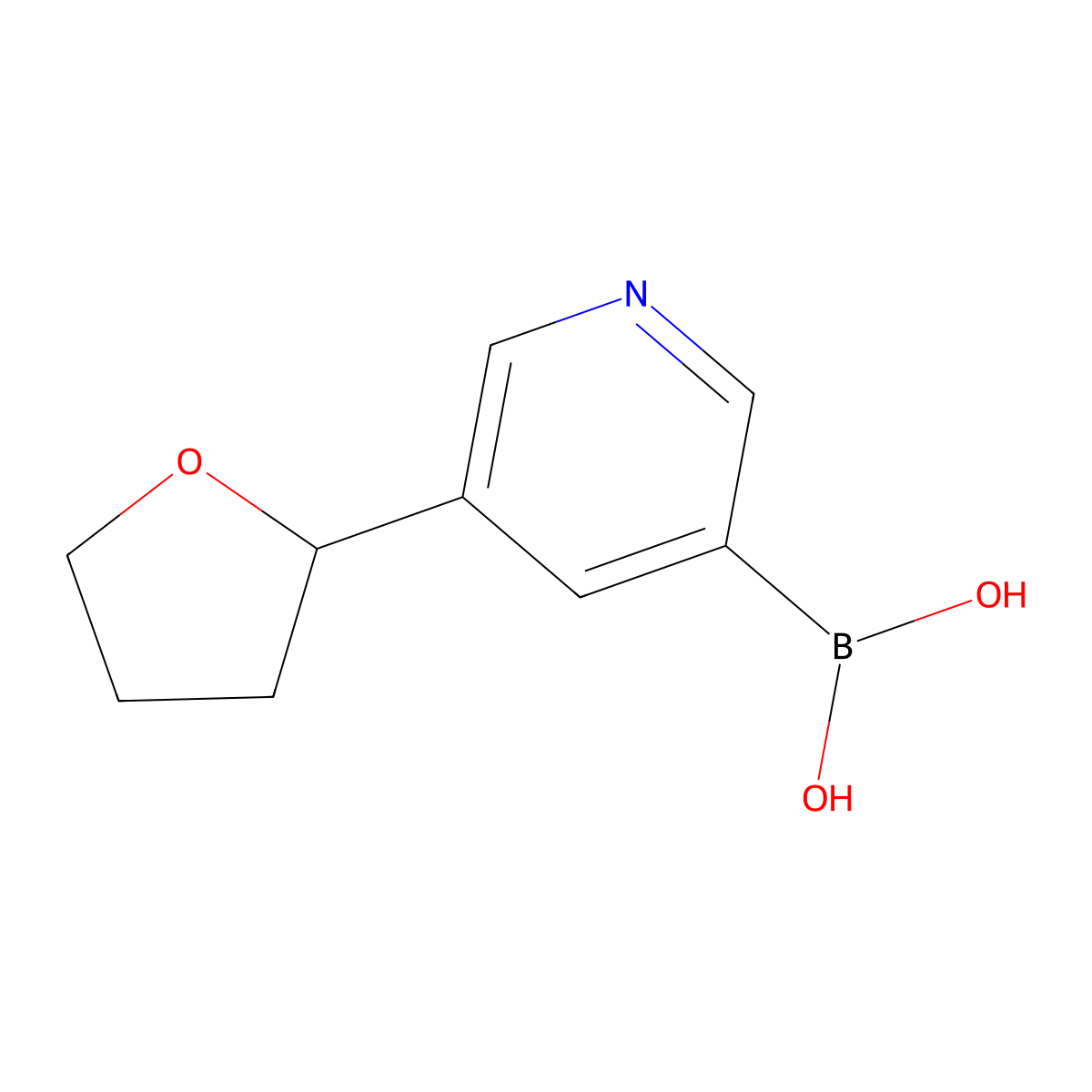 5-(2-Tetrahydrofuranyl)pyridine-3-boronic acid molecular structure, CAS 2225153-28-4