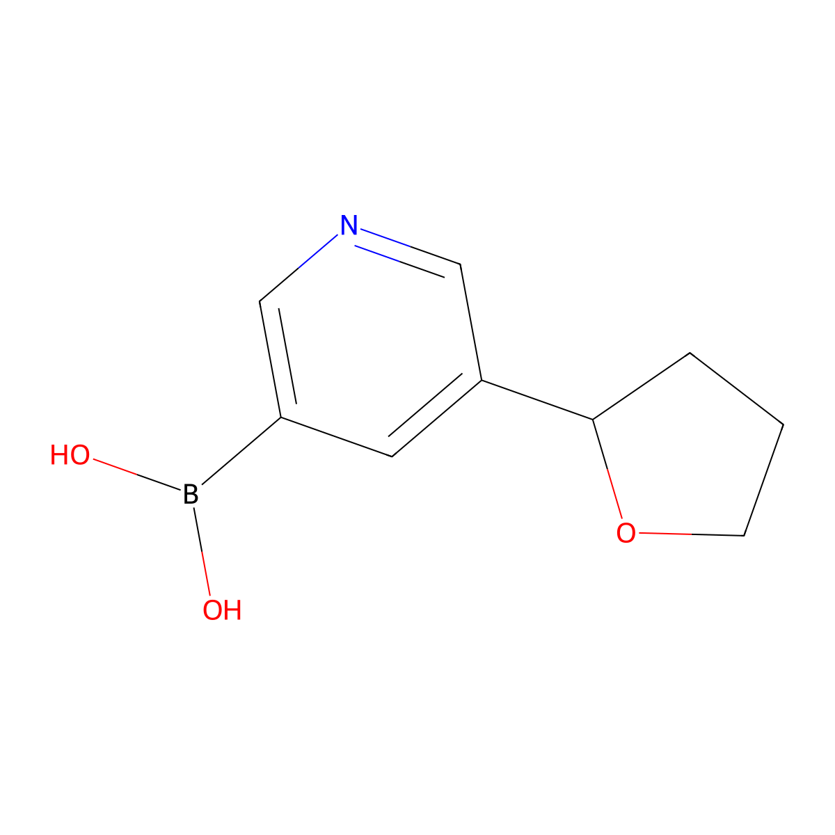 5-(2-Tetrahydrofuranyl)pyridine-3-boronic acid molecular structure, CAS 2225153-28-4