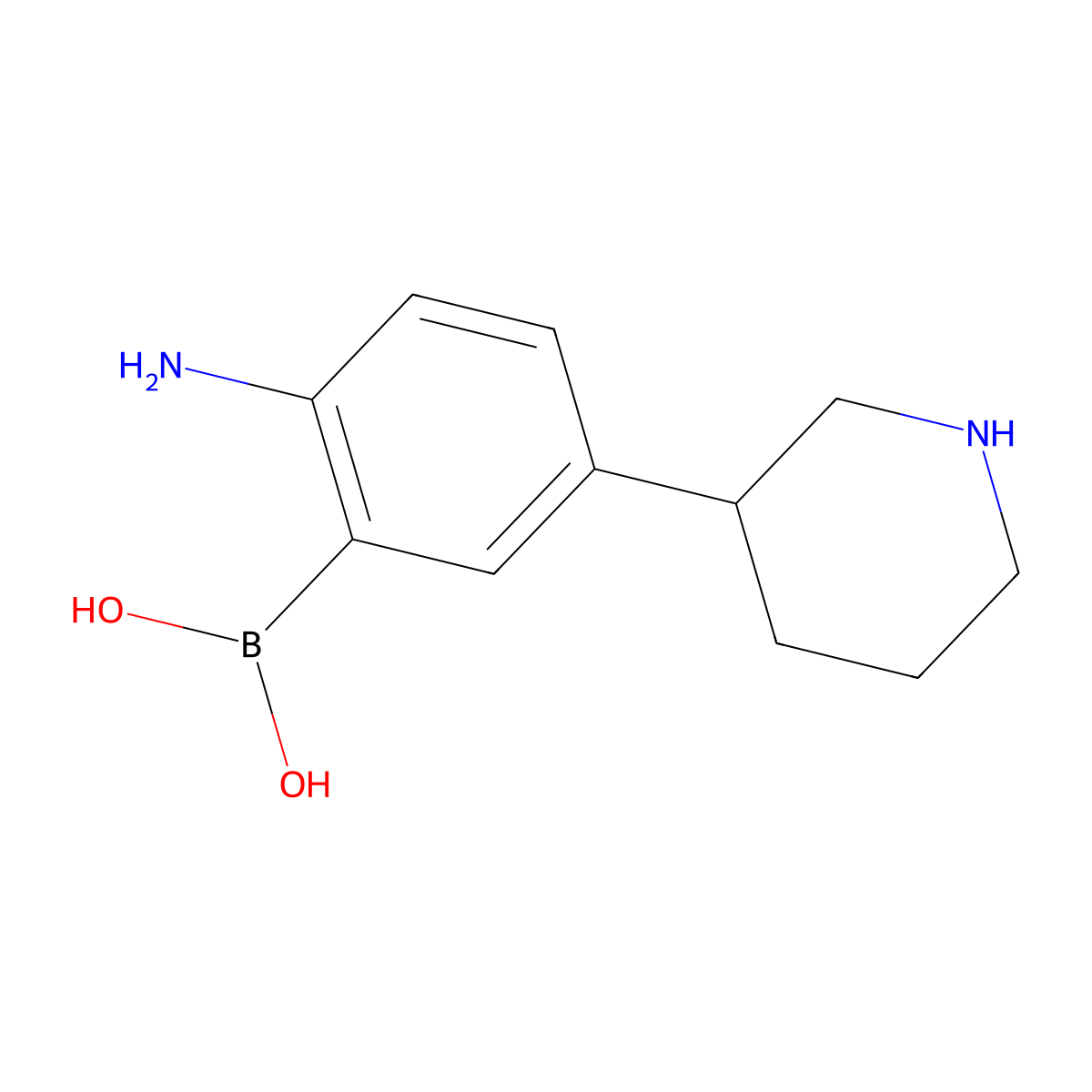 (2-Amino-5-(piperidin-3-yl)phenyl)boronic acid molecular structure, CAS 2225153-32-0