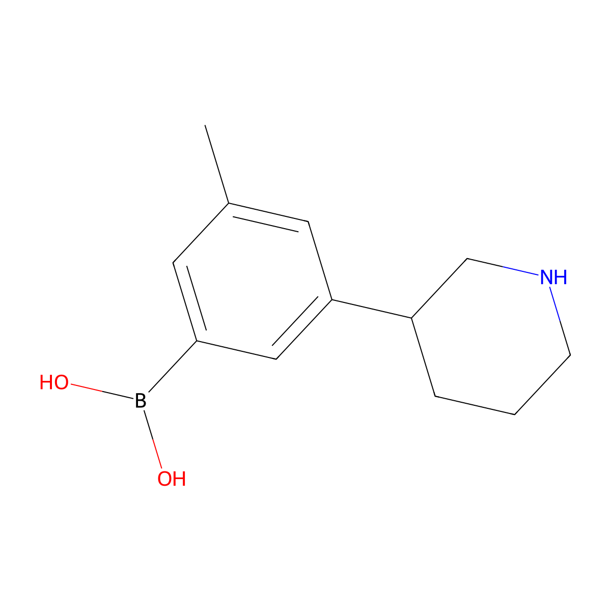 (3-Methyl-5-(piperidin-3-yl)phenyl)boronic acid molecular structure, CAS 2225153-34-2