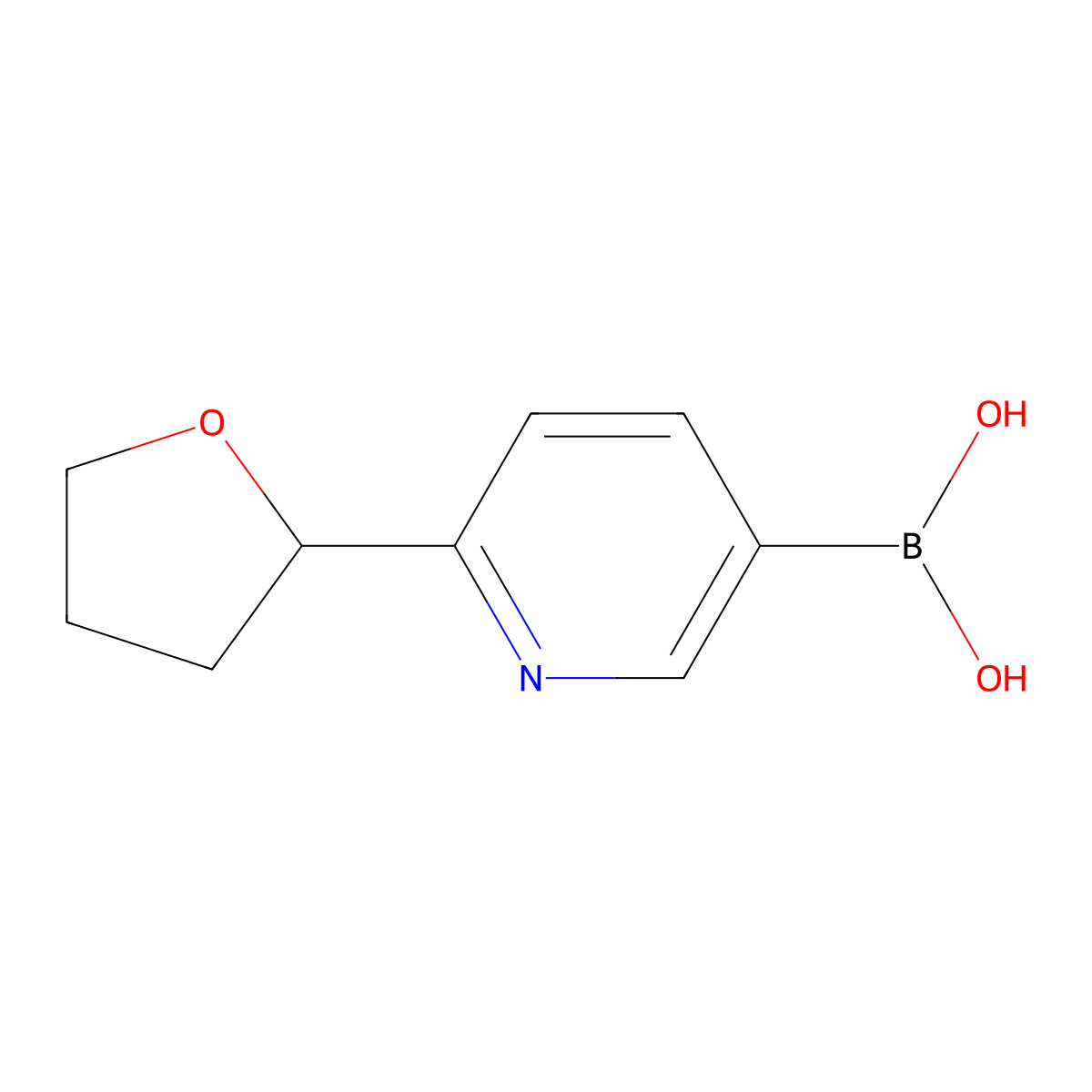 6-(2-Tetrahydrofuranyl)pyridine-3-boronic acid molecular structure, CAS 2225153-42-2