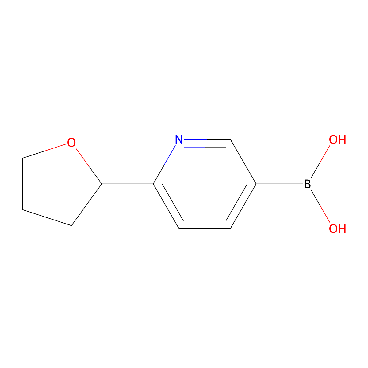 6-(2-Tetrahydrofuranyl)pyridine-3-boronic acid molecular structure, CAS 2225153-42-2
