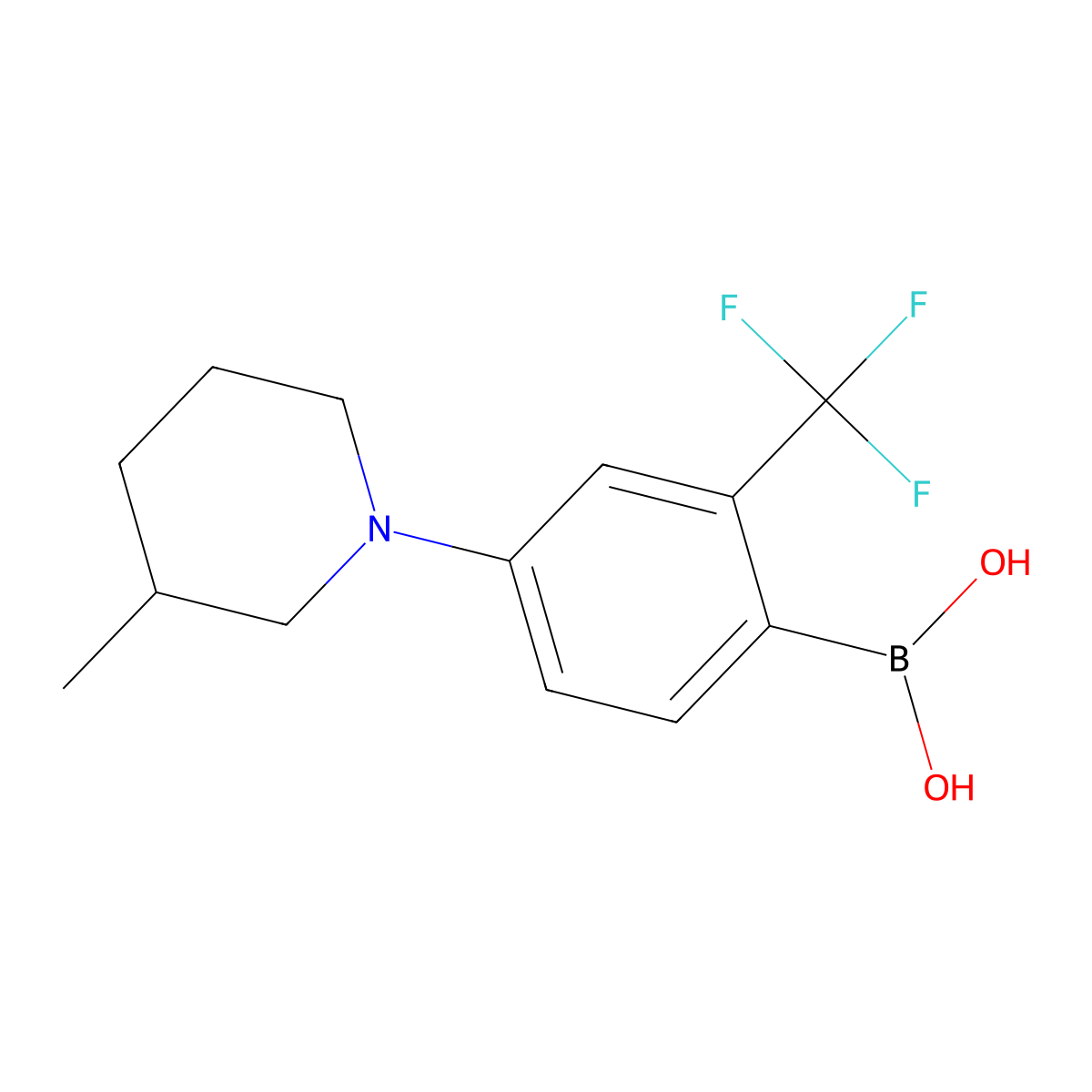 2-Trifluoromethyl-4-(3-methylpiperidin-1-yl)phenylboronic acid molecular structure, CAS 2225153-43-3