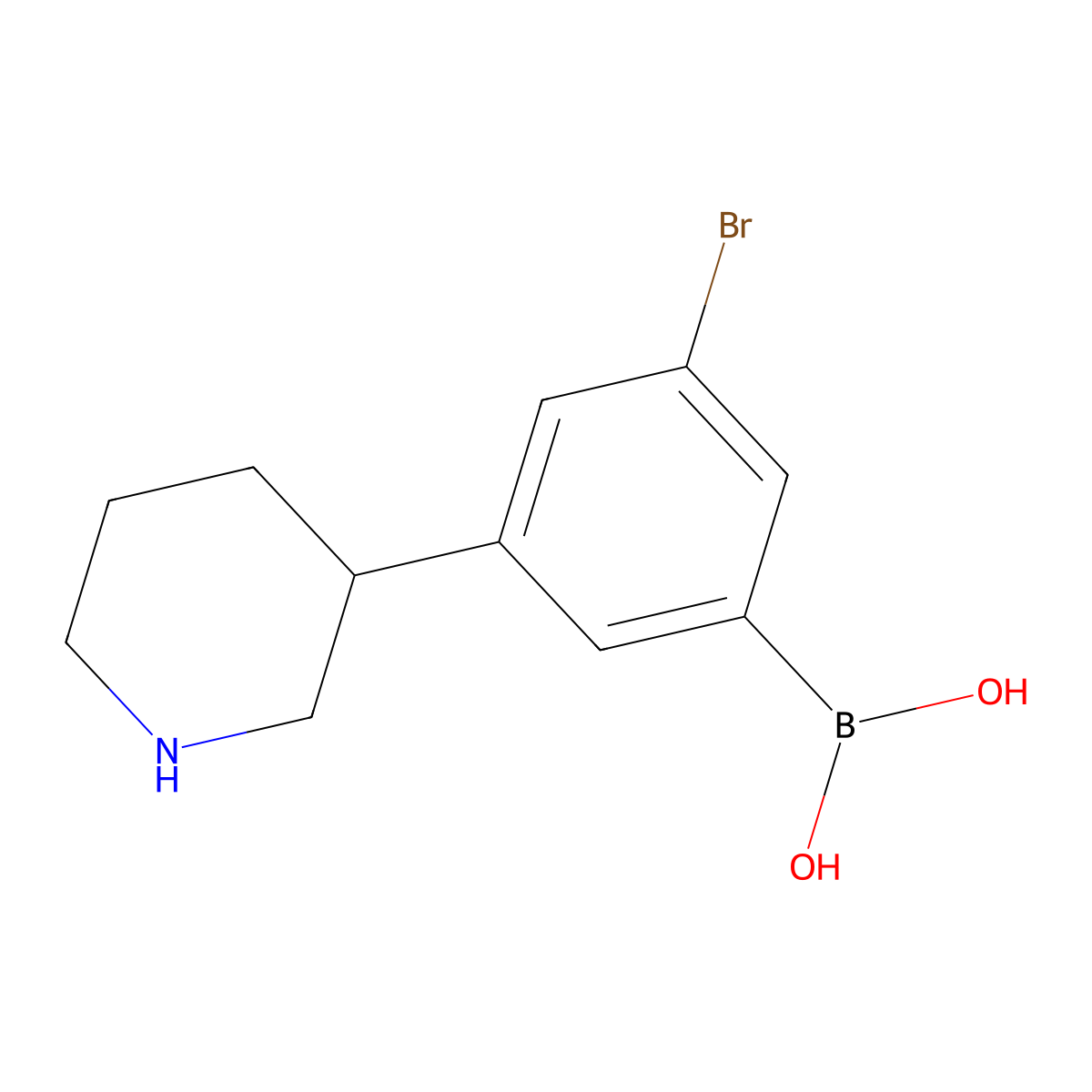 (3-Bromo-5-(piperidin-3-yl)phenyl)boronic acid molecular structure, CAS 2225153-45-5
