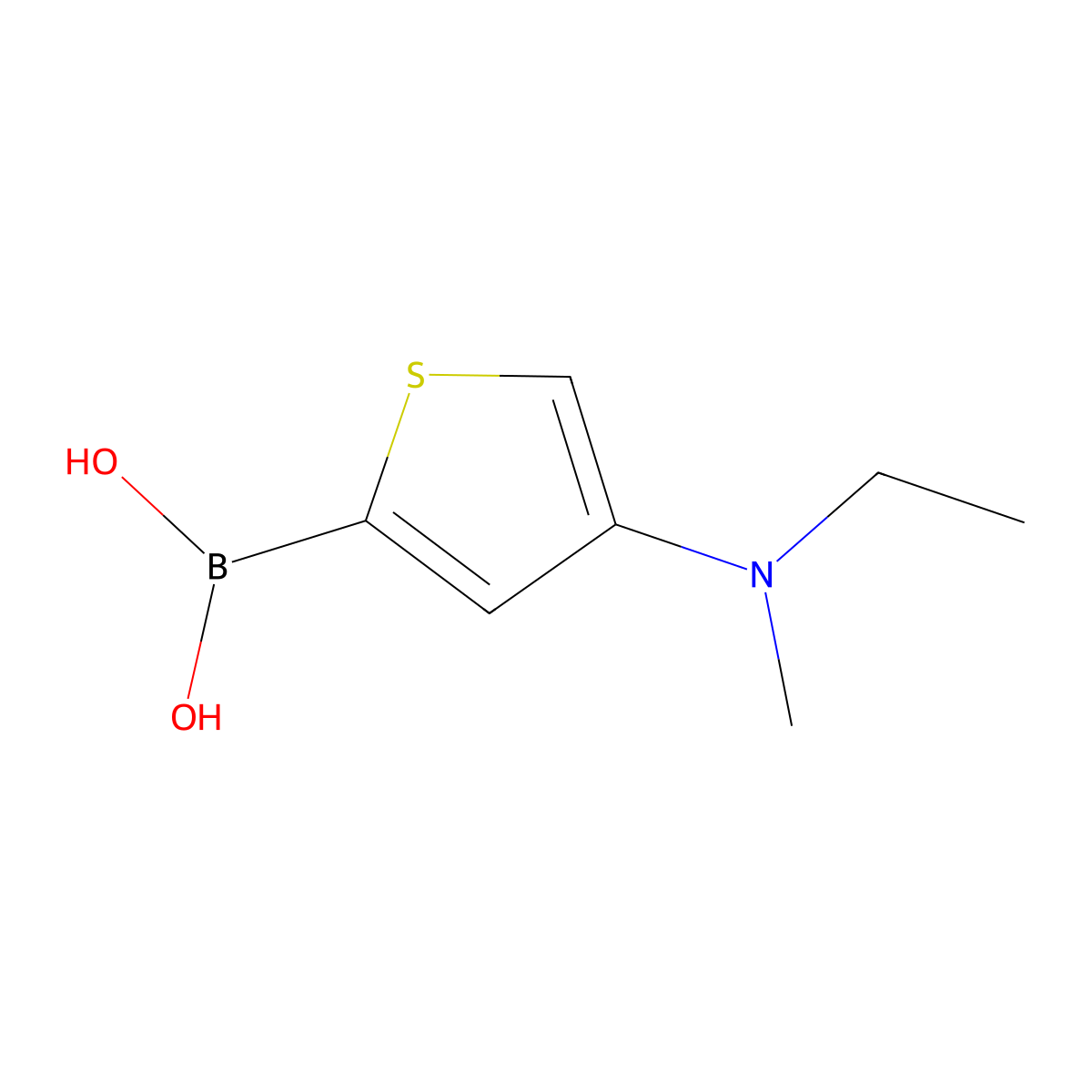 (4-(Ethyl(methyl)amino)thiophen-2-yl)boronic acid molecular structure, CAS 2225153-48-8