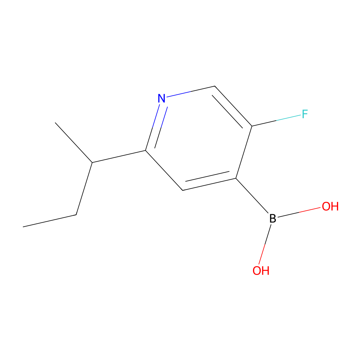 (2-(sec-Butyl)-5-fluoropyridin-4-yl)boronic acid molecular structure, CAS 2225153-49-9