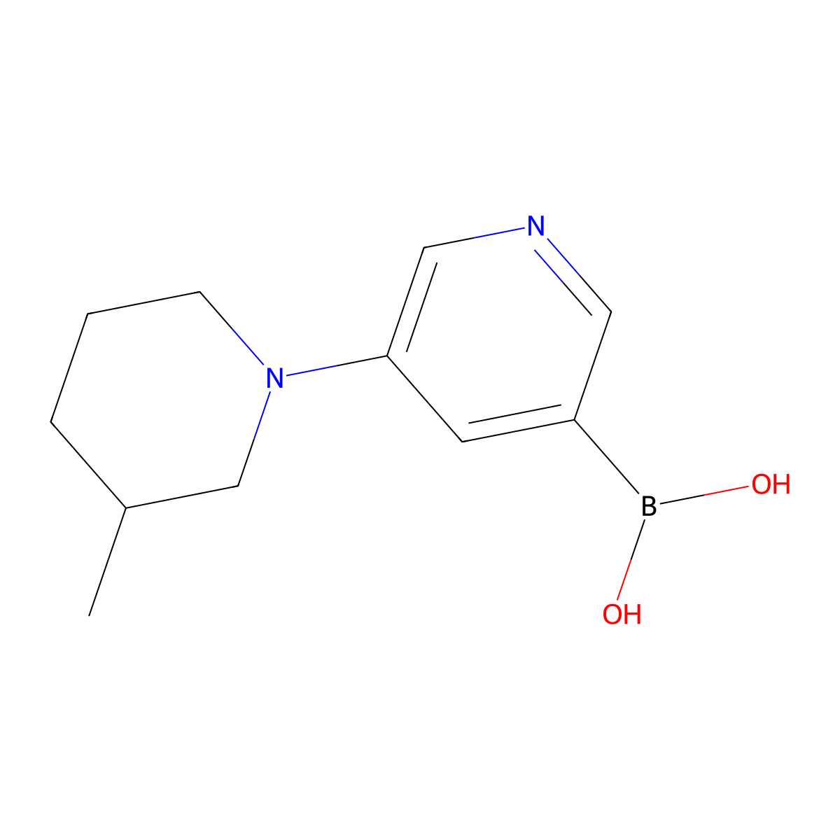 5-(3-Methylpiperidin-1-yl)pyridine-3-boronic acid molecular structure, CAS 2225153-52-4