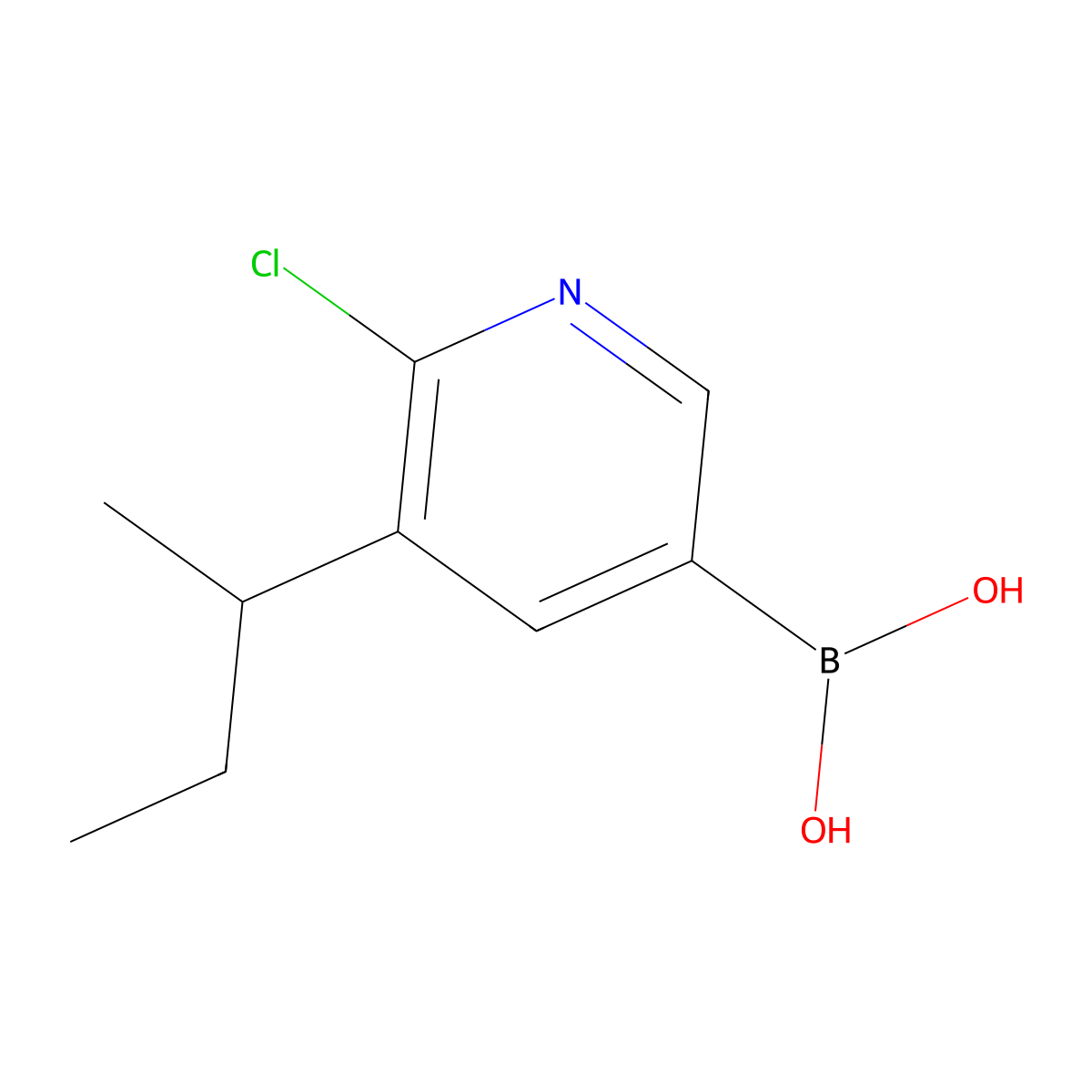6-Chloro-5-(sec-butyl)pyridine-3-boronic acid molecular structure, CAS 2225153-54-6
