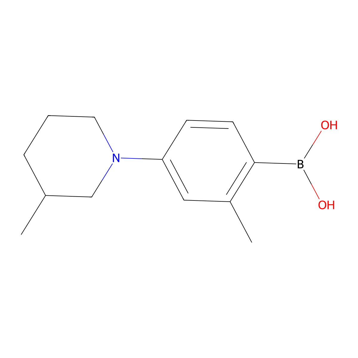 (2-Methyl-4-(3-methylpiperidin-1-yl)phenyl)boronic acid molecular structure, CAS 2225153-55-7