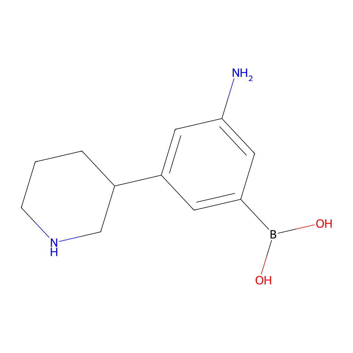 (3-Amino-5-(piperidin-3-yl)phenyl)boronic acid molecular structure, CAS 2225153-56-8