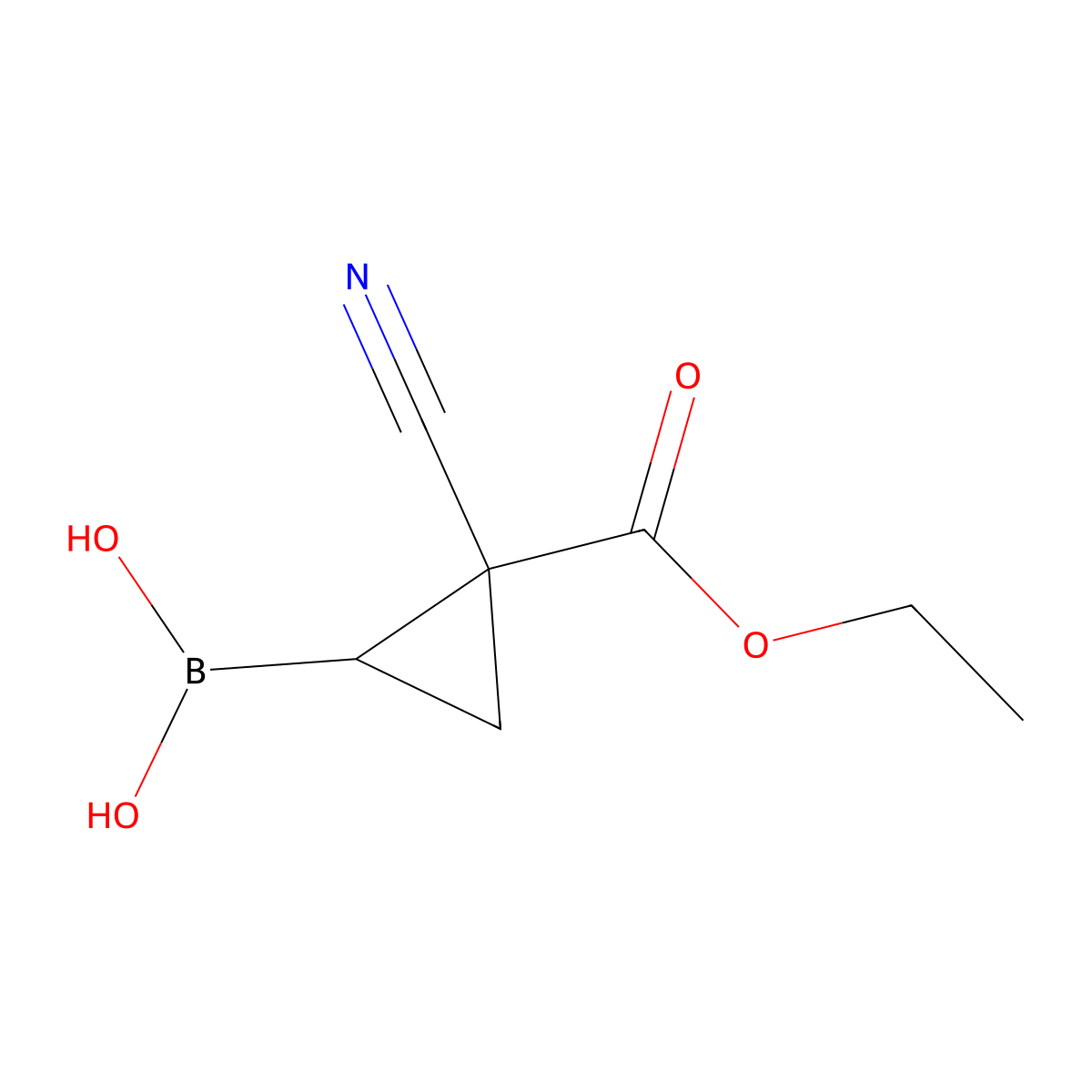 (2-Cyano-2-(ethoxycarbonyl)cyclopropyl)boronic acid molecular structure, CAS 2225153-58-0